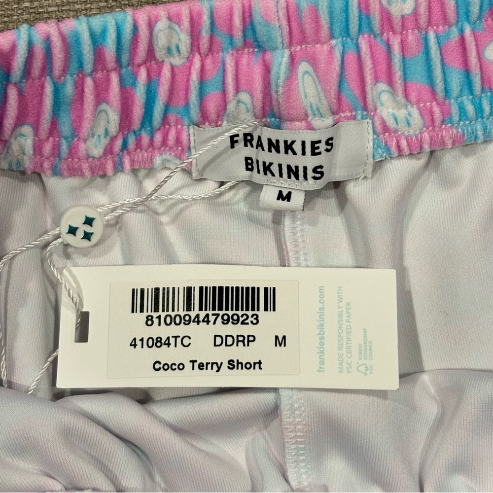 NWT! Frankie's Bikinis Coco Terry Short Baby Pink and Blue Size M - Picture 6 of 6